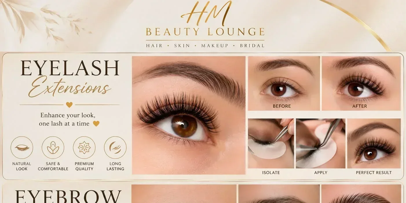 Eyelash extensions and eyebrow lamination at HM Beauty Lounge