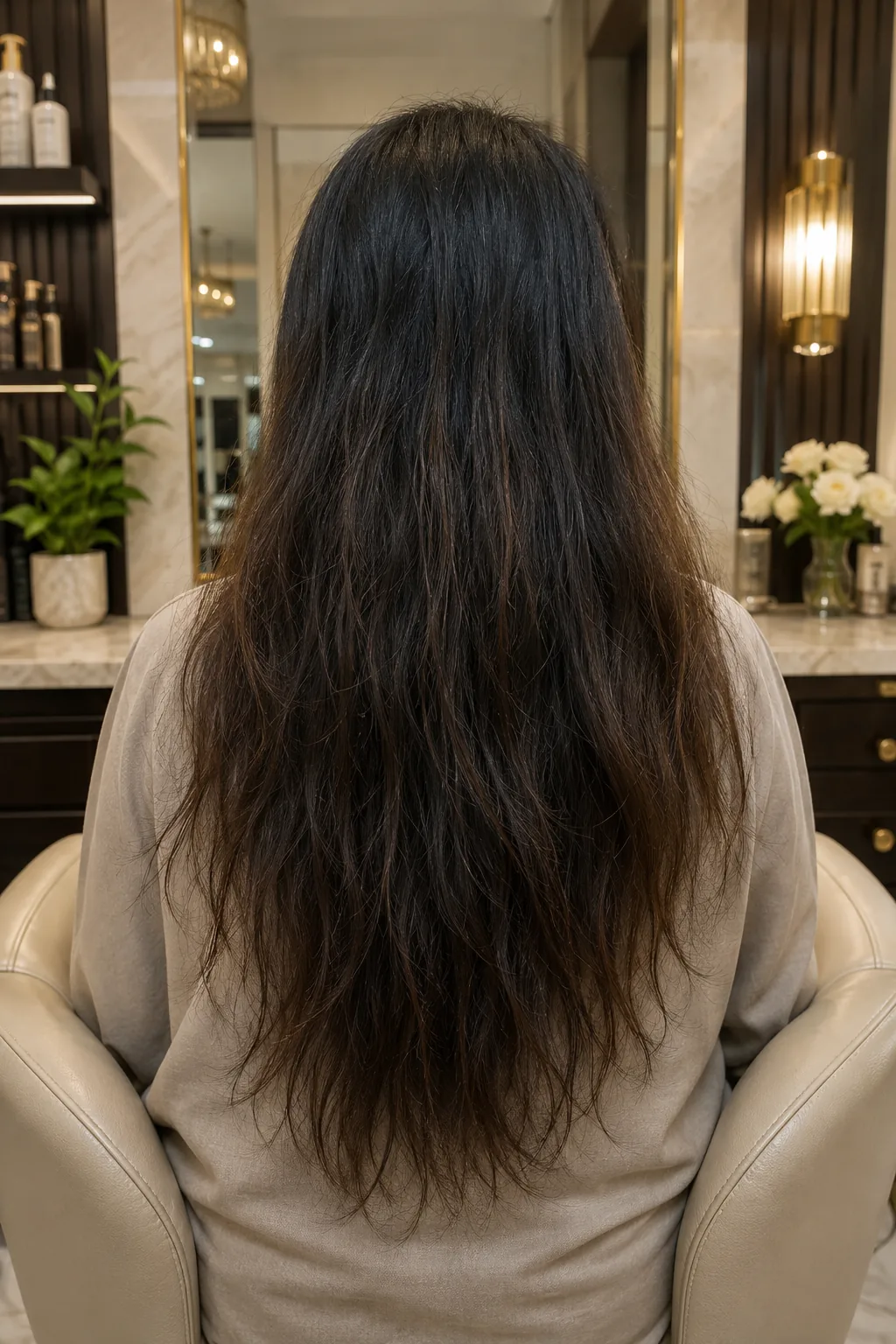 Before hair treatment at HM Beauty Lounge