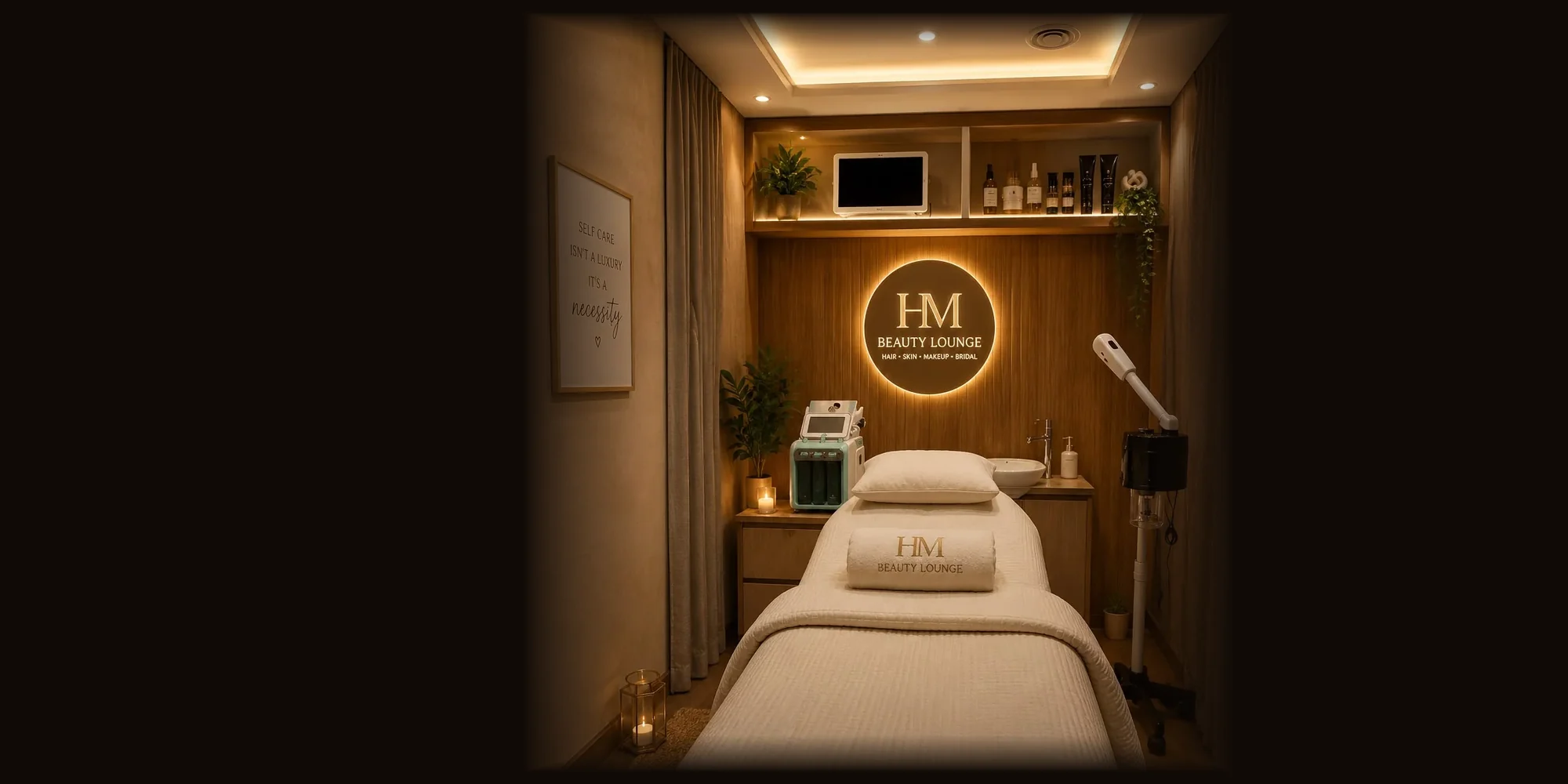 Private facial treatment room at HM Beauty Lounge