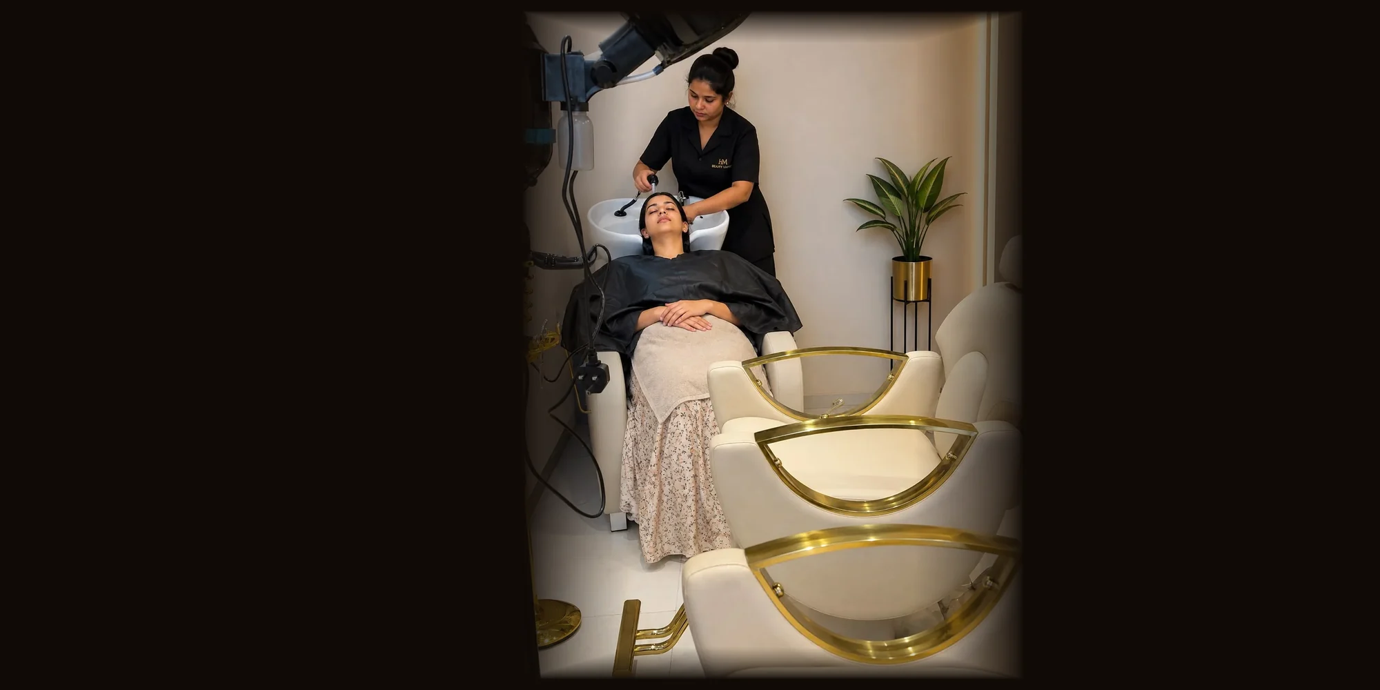 Hair wash and hair spa station at HM Beauty Lounge